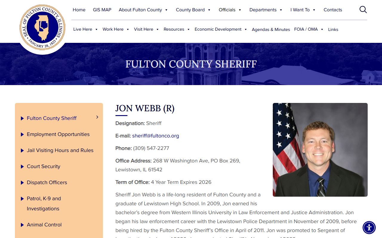 Fulton County inmate population sheriff page with jail contact information
