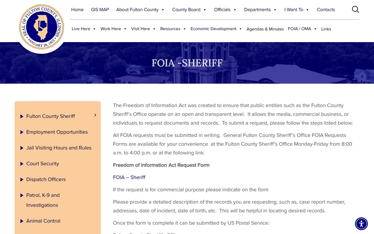 Fulton County inmate population sheriff FOIA records request instructions